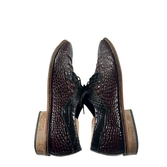 Stacy Adams Vintage Mens Brown Size 13 M Brown Leather Croc Print Dress Shoes - Picture 4 of 9